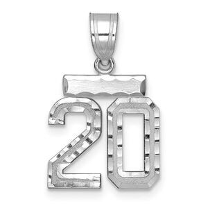 14k White Gold, Varsity Collection, Small D/C Pendant, Number 20